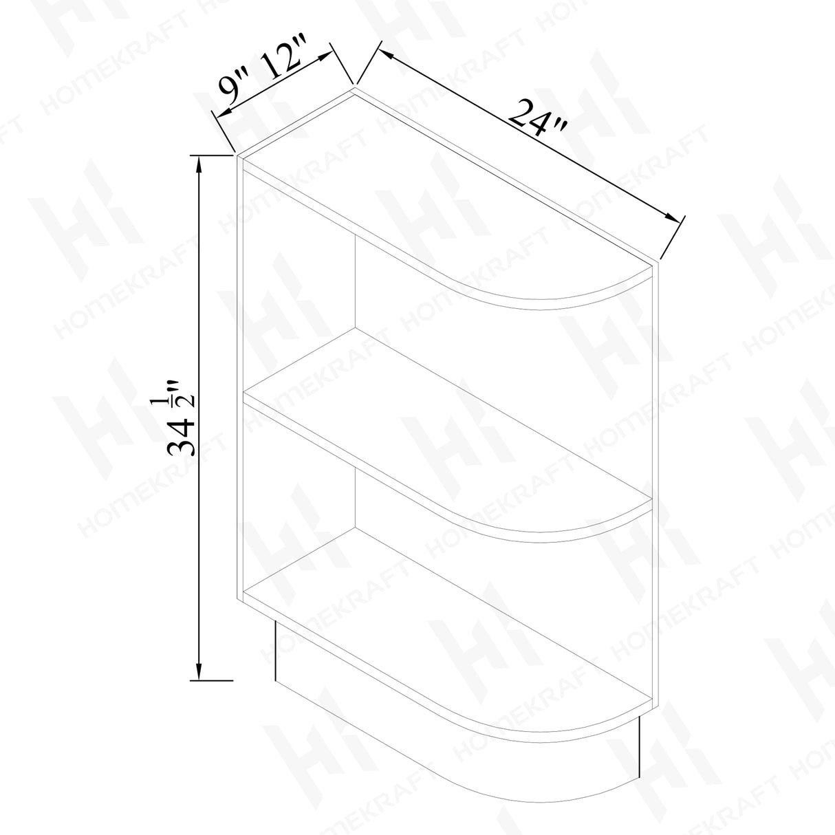 Base End Open Shelves