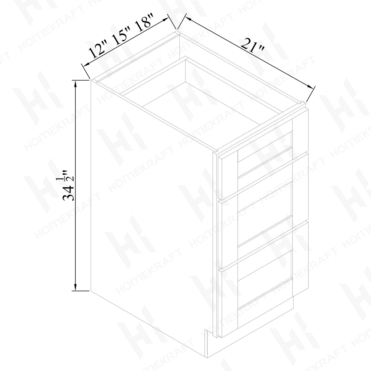 Vanity Three Drawer Bases