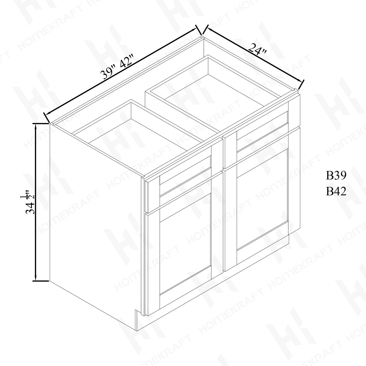 Double Doors Double Drawers Bases