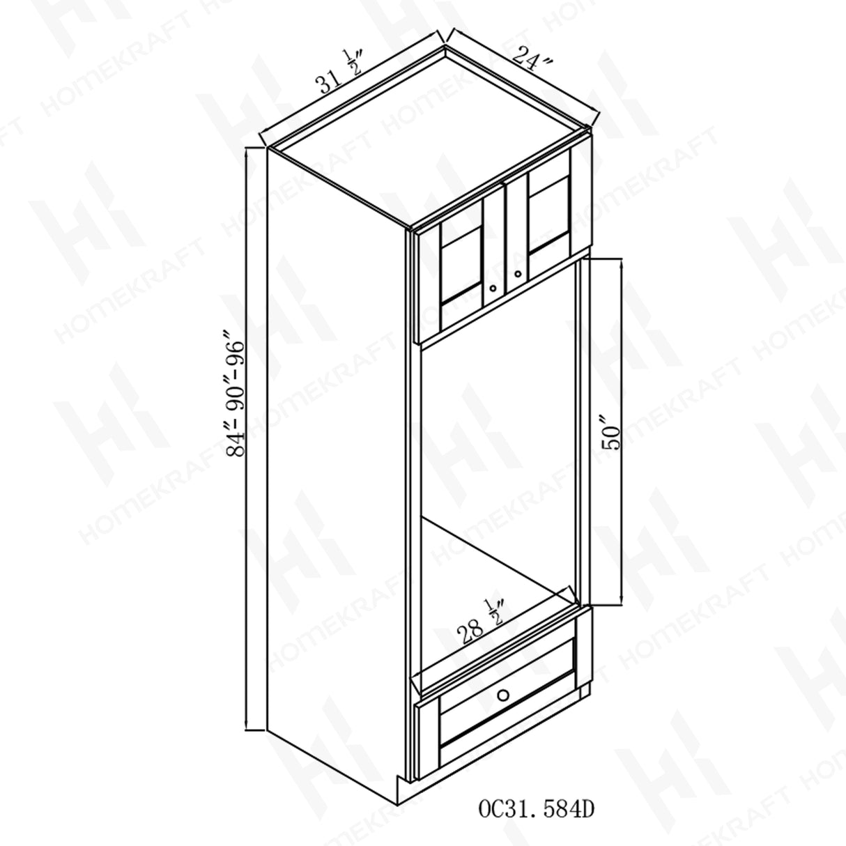 24'' D Double Oven Cabinets With 1 Drawer