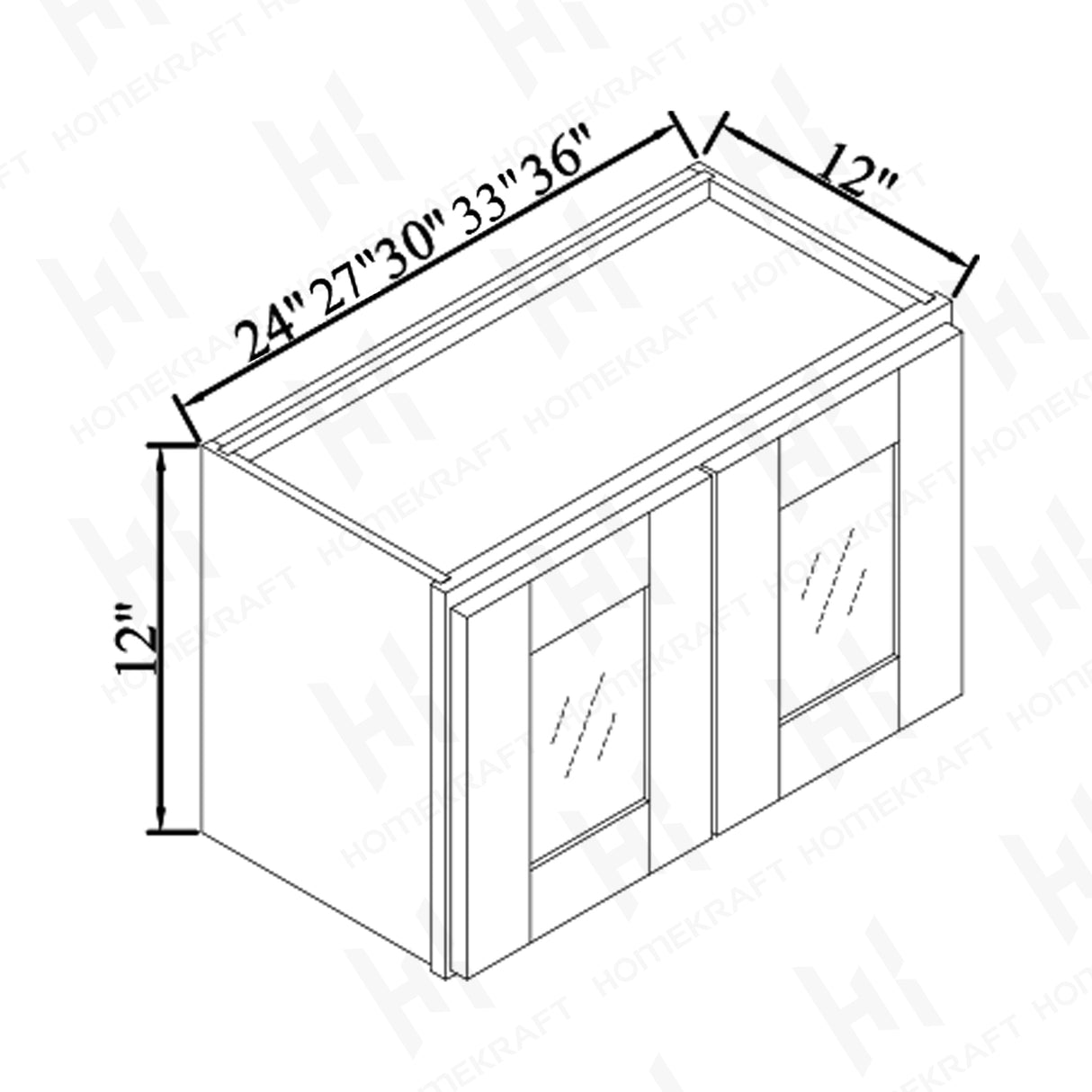 12'' H Double GlassDoor Wall Cabinets