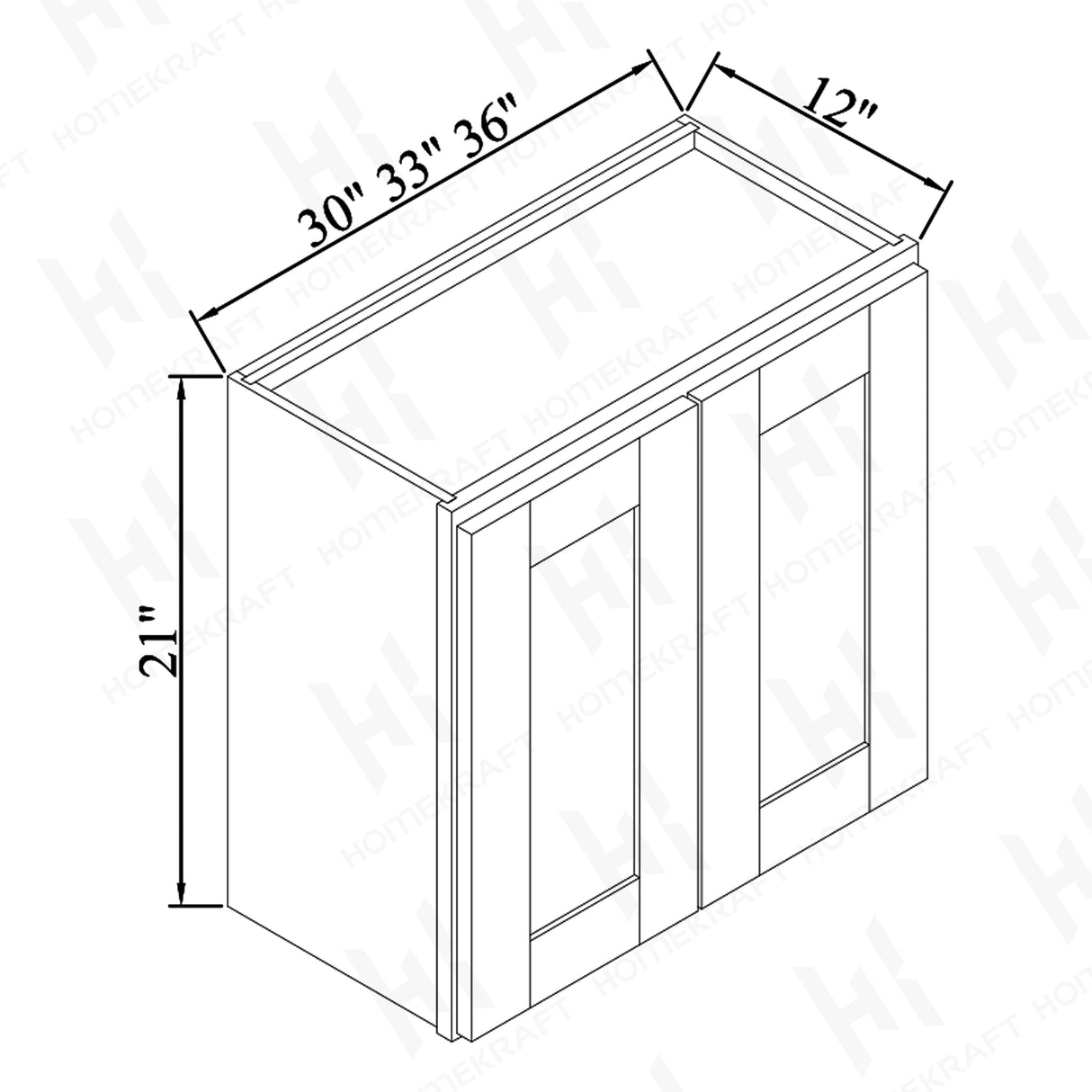 21''H Double Doors Wall Cabinets