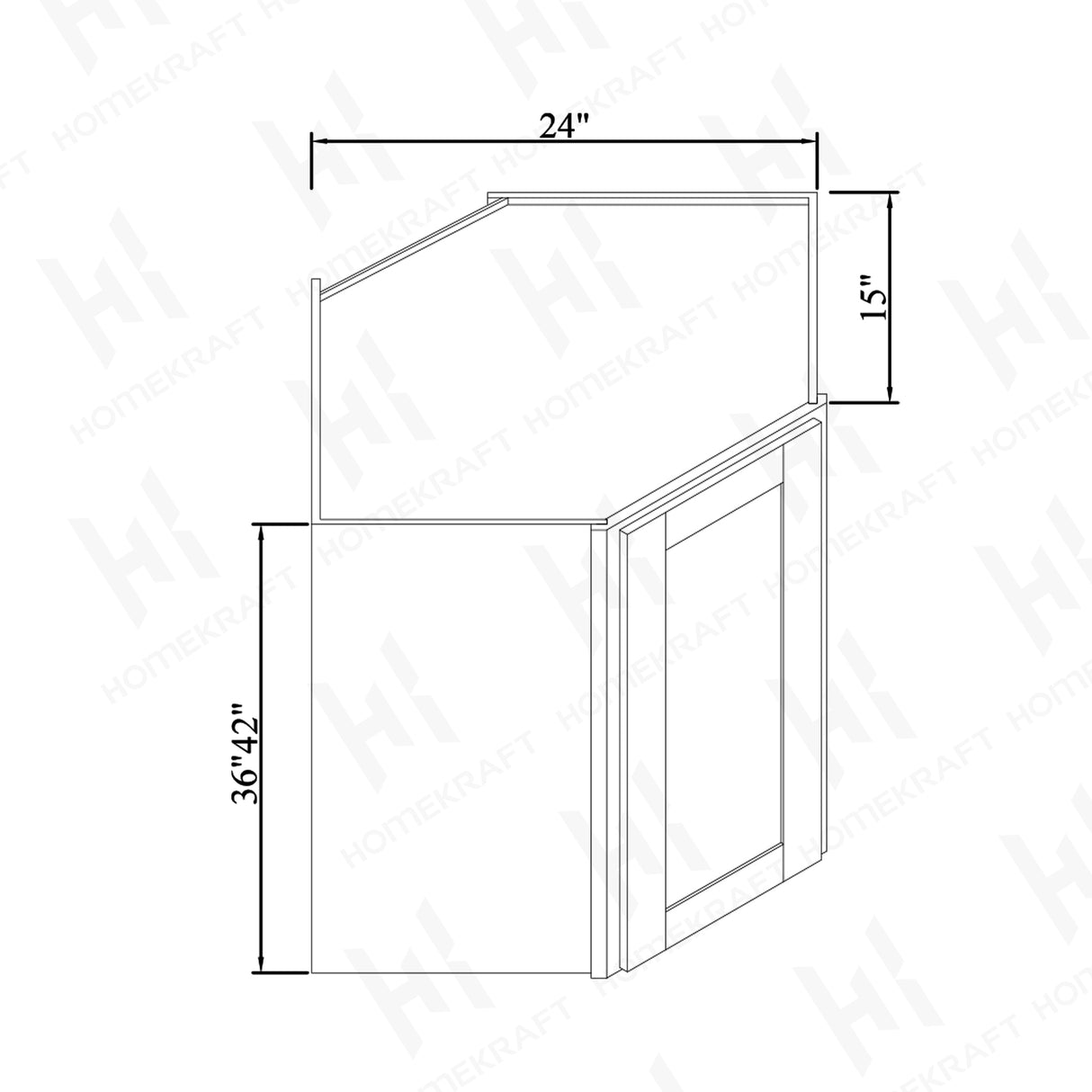 24''W x 15''D Door Wall Diagonal Corner Cabinets
