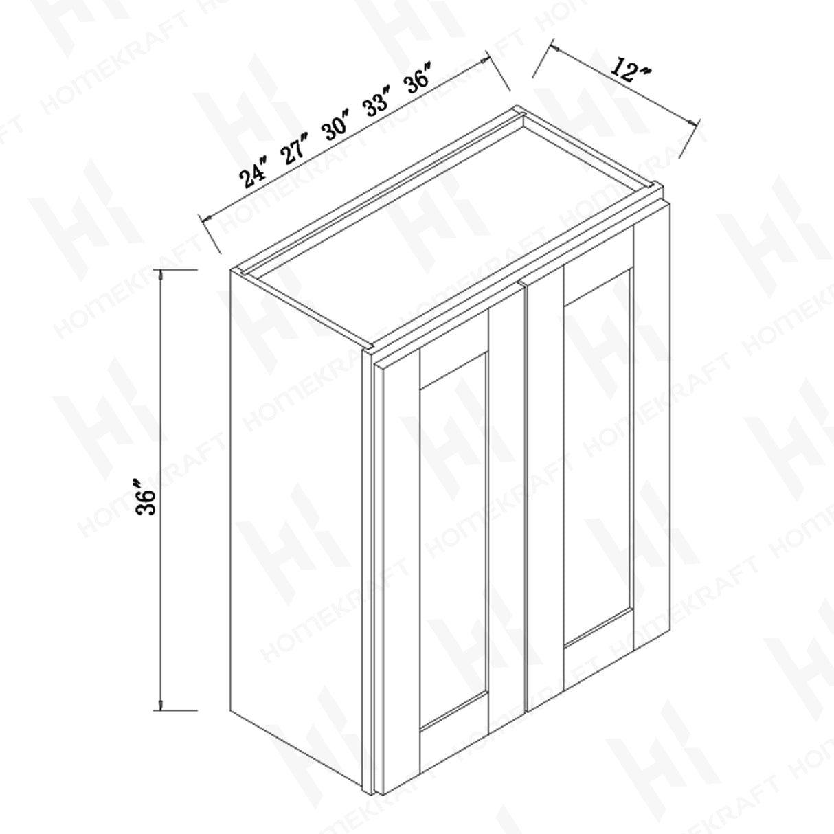 36'' H Double Doors Wall Cabinets
