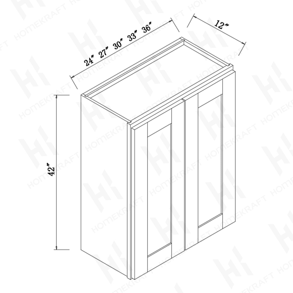 42'' H Double Doors Wall Cabinets