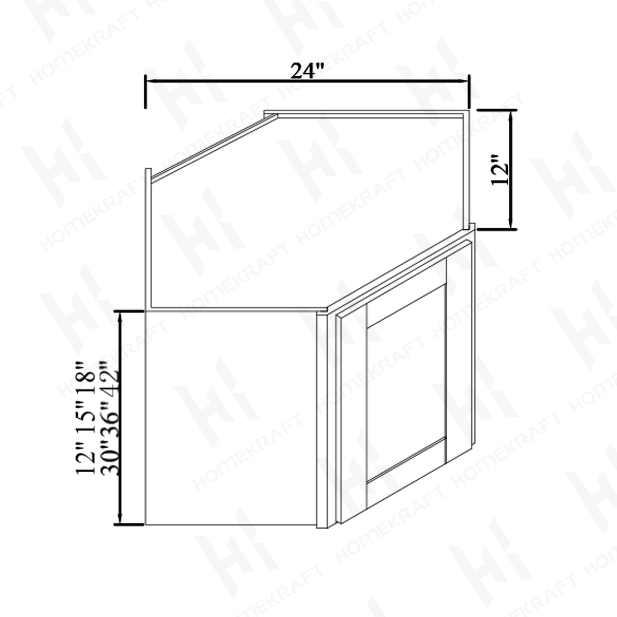 24''W Diagonal Corner Wall Cabinets