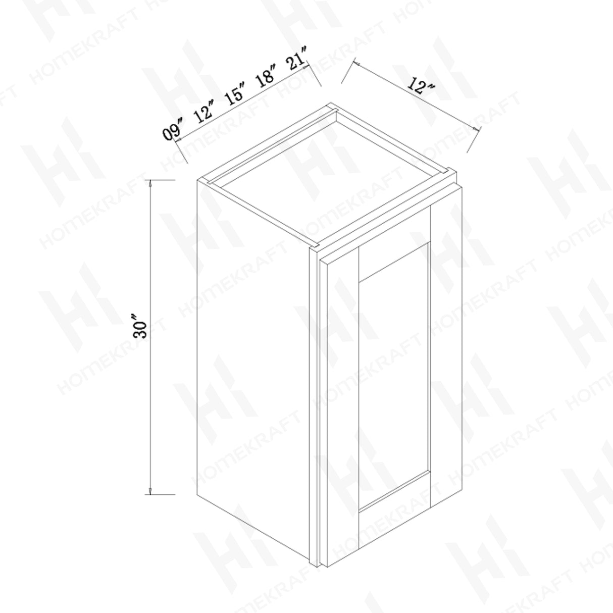 30'' H Single Door Wall Cabinets