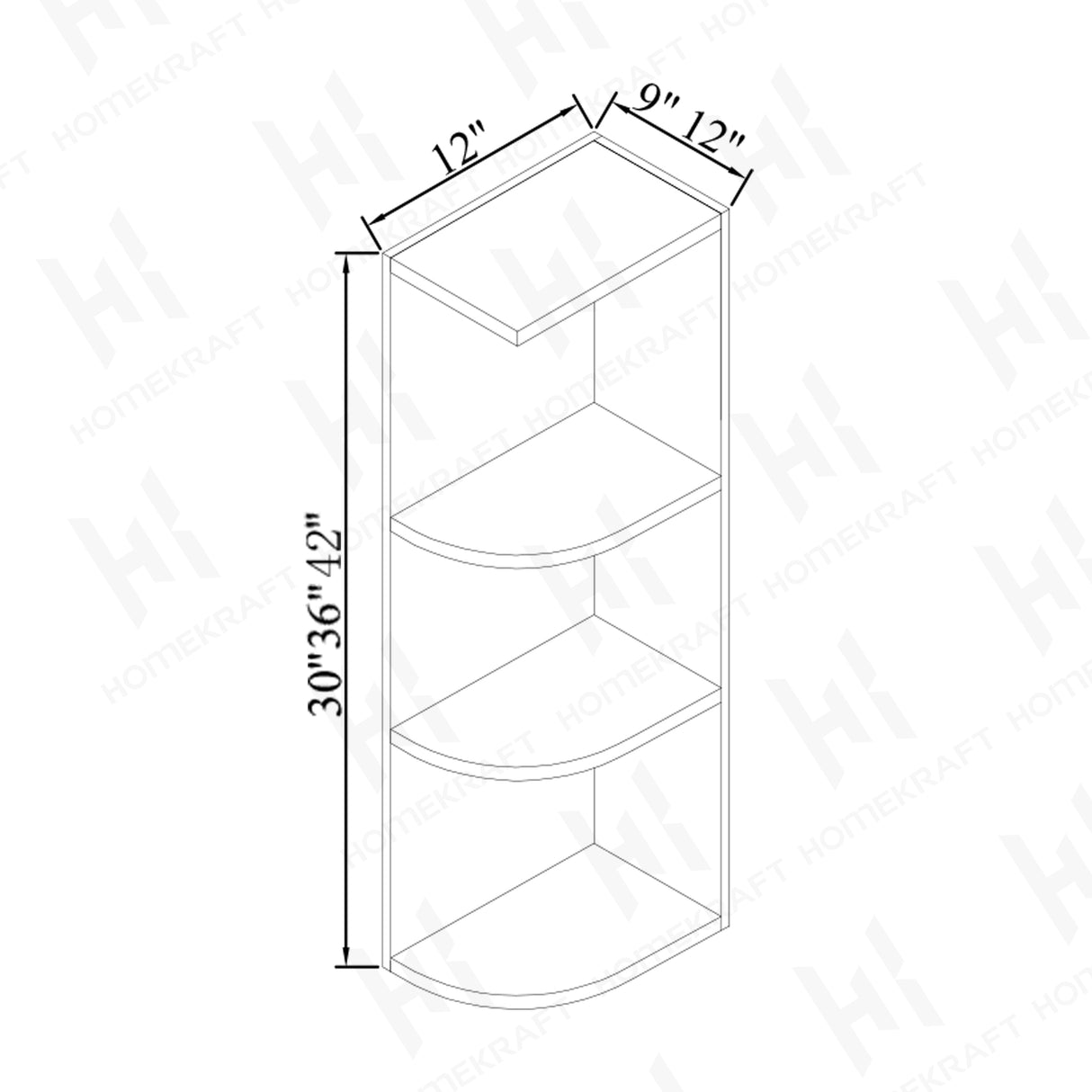 Wall End Open Shelves